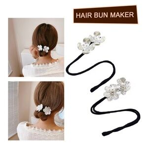 Elegant Silver Floral Hair Bun Maker